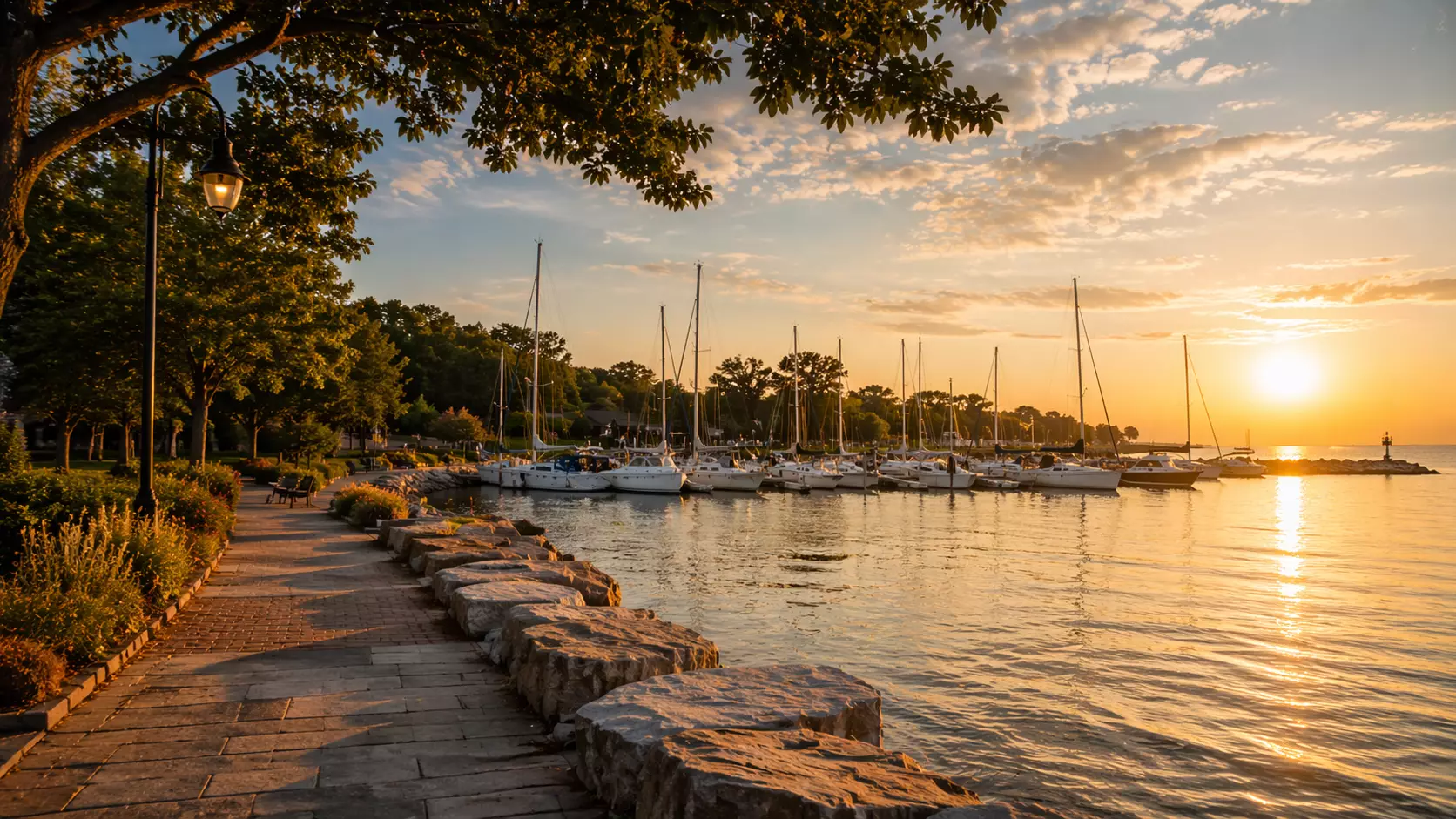 Bronte marina at sunset